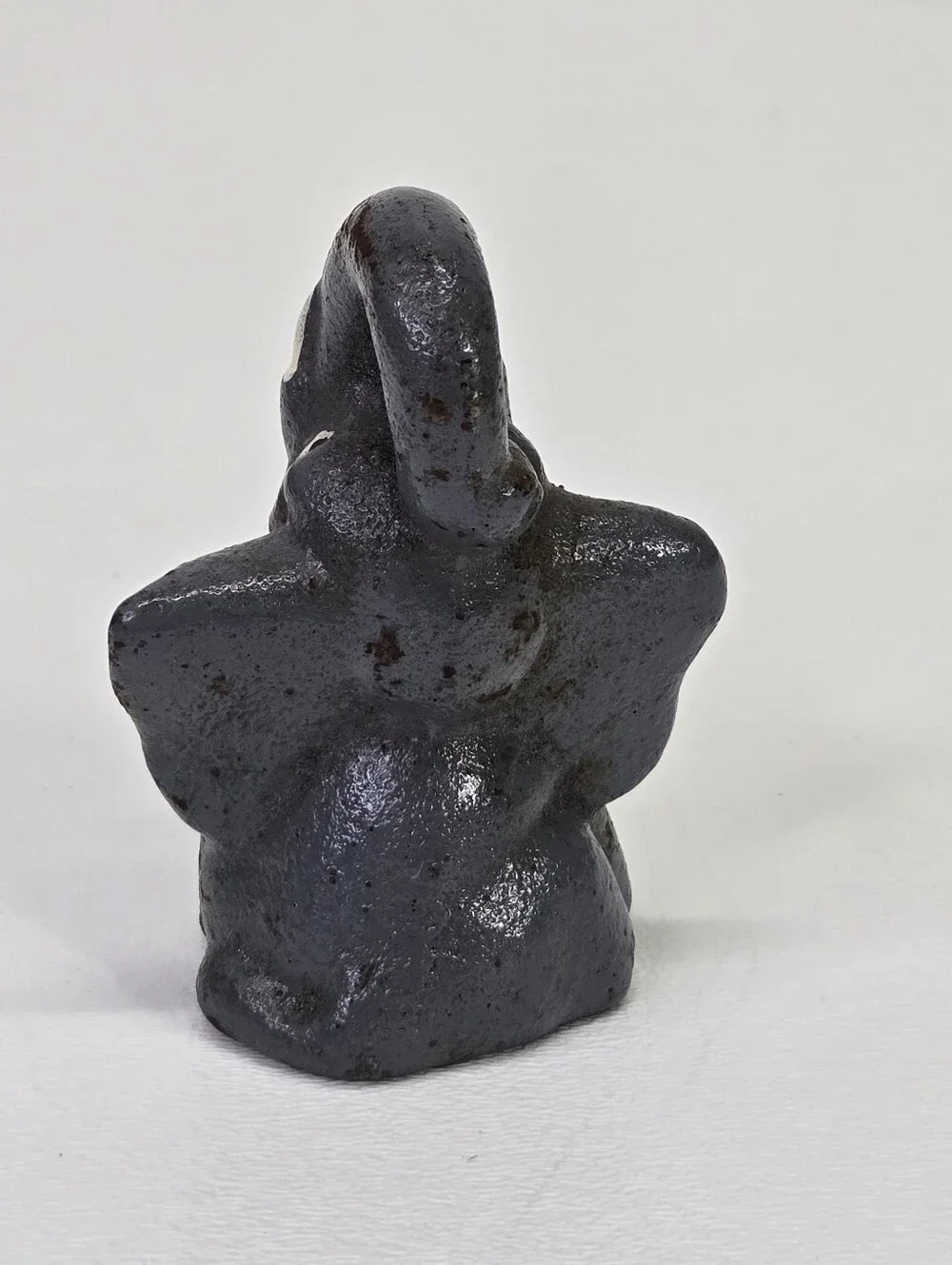VTG Cast Iron Elephant Bottle Opener‎ Figural Paperweight Trunk Up Pink Mouth #1